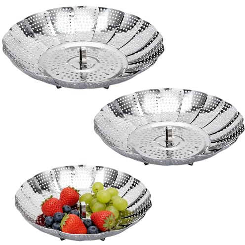 3 inserti per cottura a vapore, inserto per cottura a vapore, inserto per pentole 23/27/30 cm, inserto a vapore regolabile, per pentola a vapore vegetabile