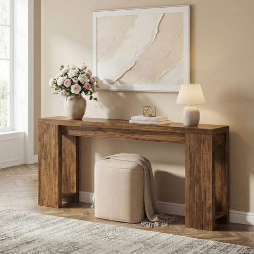 Lailang 160cm Console d'Entrée, Console Couloir, Meuble Industriel, Table Console Entree du Bois, Console Canapé, 160 x 30 x 85 cm, Brun Foncé
