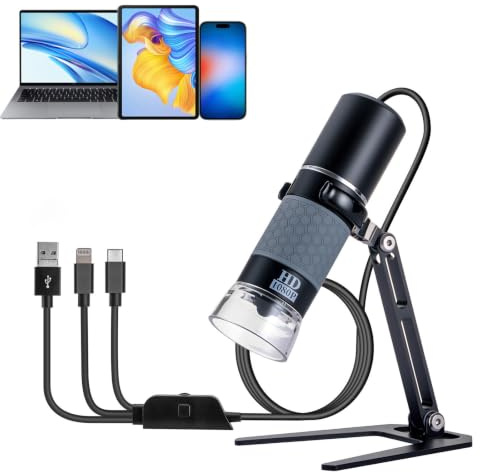Mostanne 1080P handhållet digitalt mikroskop, 50-1000X förstoring, bärbart USB-mikroskop med justerbart stativ, kompatibel med iPhone Android Mac Windows PC