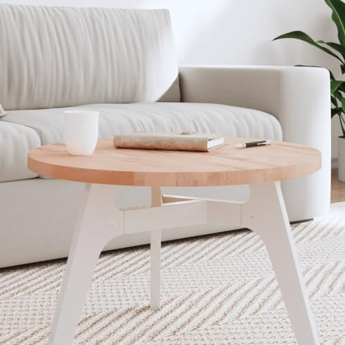 Foknhdi Plateau de table rond 60 cm en bois de hêtre massif 2,5 cm d'épaisseur Design moderne pour table basse, table de balcon, table de cuisine, salle à manger, salon, cuisine
