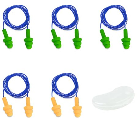 5 Pairs of Noise Cancelling earplugs, Silicone Sleep Waterproof earplugs, Reusable, Used to Eliminate Noise, snoring, Swimming
