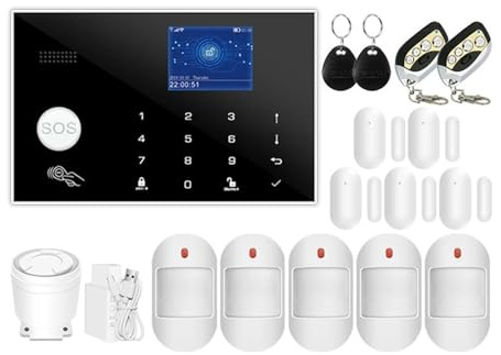 House Alarms Security System Wifi 4G Home Burglar Alarm System RFID Card TFT Touch Keyboard 11 Languages Smart Life APP Wireless Sensor(E)