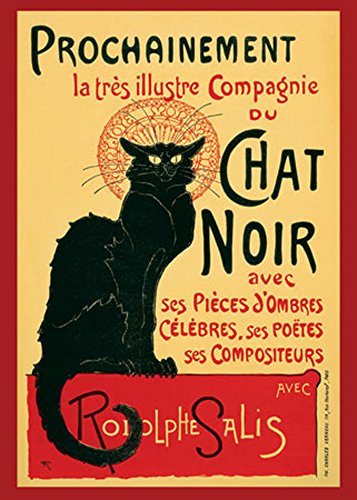 Steinlen, Theophile - Tournee du Chat Noir - Werbe-Plakat Werbe-Poster schwarze Katze - Grösse 61x91,5 cm + 2 St Posterleisten Alu 63 cm