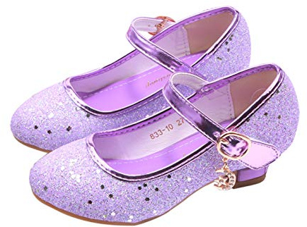 YOSICIL Principessa Scarpe Bambina Festive Scarpe col Tacco da Principessa Cosplay Scarpe da Sera per Bambine Dress Up Cerimonia Festa Scarpe Eleganti,Viola,27EU