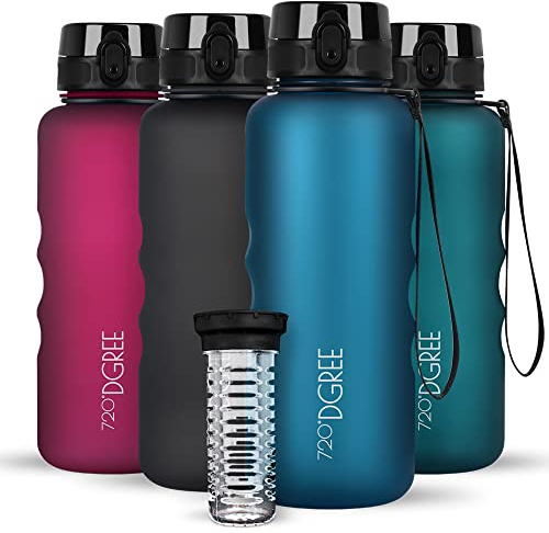 720°DGREE Trinkflasche “uberBottle“ 350ml, 500ml, 650ml, 1l, 1,5 Liter softTouch +Früchtebehälter - Auslaufsicher, BPA-Frei - Wasserflasche für Kinder, Schule, Sport, Fahrrad, Gym, Outdoor