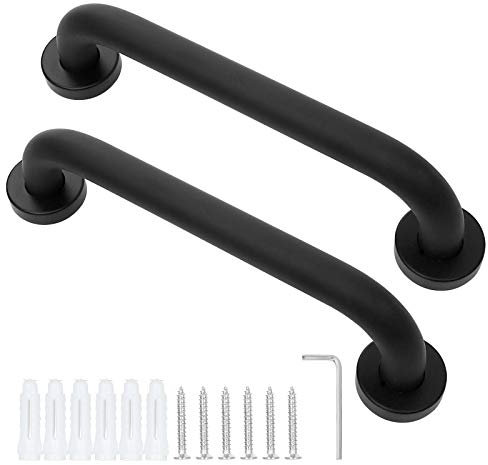 ASelected 2 Pack Grab Rails for Bathroom, 30cm / 12inch Grab Handles for Elderly, Stainless Steel Shower Grab Rail Black Bathroom Grab Bar for Disabled Seniors, Toilet Stairway