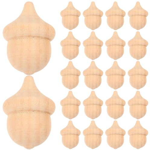 Healifty 30 Stück Holz Eicheln Kunsthandwerk Holz Eichel Unvollendete Kugeln Eichel Dekorationen für DIY Hochzeitsfeier Ornamente