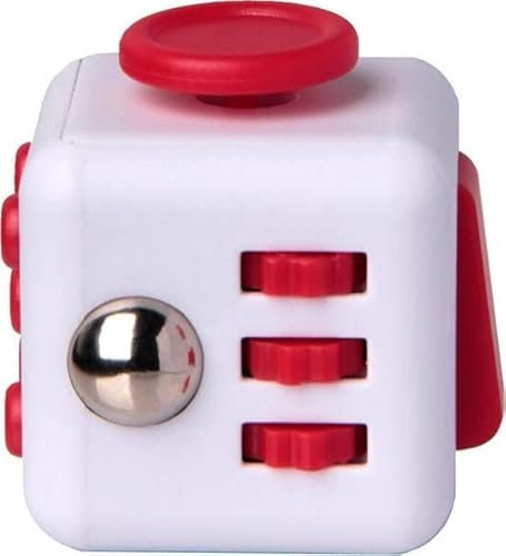 Högkvalitativ AWR Fidget Cube/Fidget Cube | Anti-stress-leksak | Fidget Toy (vit, röd)