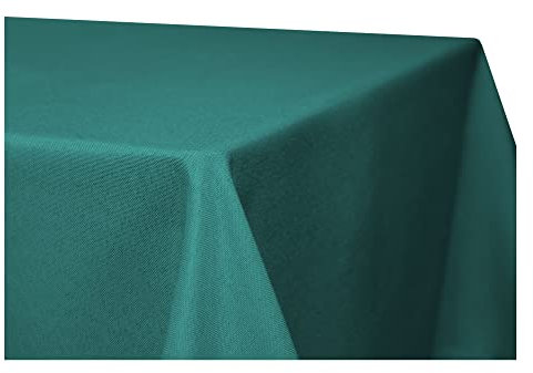 Tischdecke 110 x 110 cm quadratisch Petrol Leinenoptik Lotuseffekt Tischwäsche Wasserabweisend Tischtuch Fleckenabweisend Bügelfrei Abwischbar Waschbar Innen und Außen Perleffekt