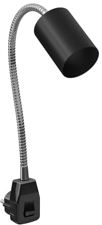 ledscom.de Steckdosenleuchte/Leselampe WAIKA, Schwanenhals, Schalter, schwarz, 1x GU10 max. 60W
