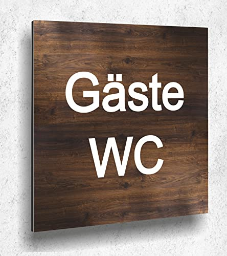 Schild Türschild Gäste WC Damen Herren Holzoptik Eiche Dunkel UV Druck 12 x 12cm - 3mm Aluverbund - Made in Germany Art.Nr. E 2005