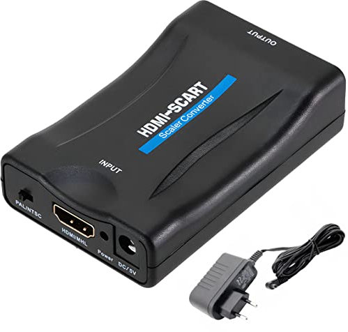 Retoo Convertitore da Scart a HDMI con cavo di alimentazione, supporta PAL, NTSC3.58. NTSC4,43, SECAM, converte video digitali e audio analogico, adattatore per HDTV VHS, compatibile con 1.4 720p