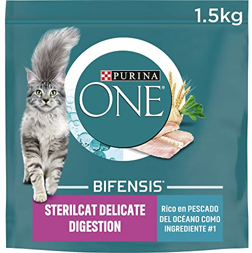 Purina ONE pienso gato Esterilizado Adulto digestión Sensible 6x1,5 kg