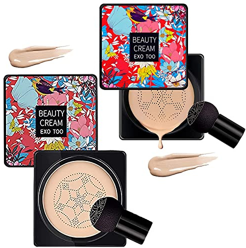 Ordolava Flawless CC Cream, Mushroom Head Air Cushion Cc Cream, Flawless CC Cream Moisturizing Oil Control Long Lasting Concealer (Ivory White+Natural)