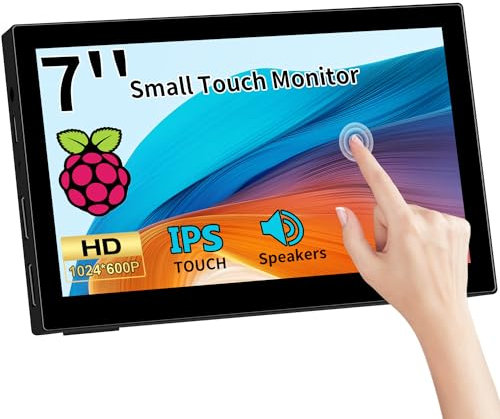 Kenowa 7 Zoll Kleiner Touchscreen Monitor, Portable Raspberry pi Touch Bildschirm 1024x600 IPS LCD HD Farbe Bildschirm Monitor mit 2 HDMI Eingang für PC Raspberry pi,Laptop