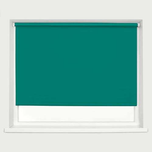 Teal Blackout Roller Blinds Thermal Blackout Material Metal Brackets & FIttings 25mm Roller Tube Easy Fit Child Safe Bedroom Office 90cm Width x 160cm Length
