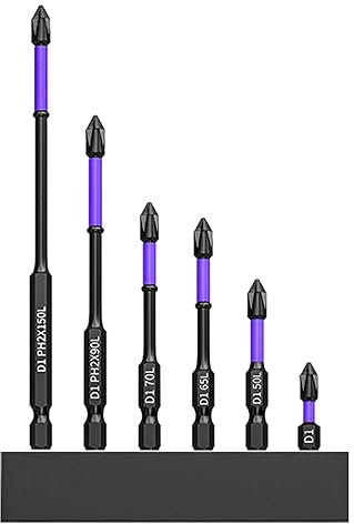 6PCS D1 Anti-Slip and Shock-Proof Bits with Phillips Screwdriver Bits, Magnetic Screwdriver Bit Set, Impact Screwdriver Driver Bits Set, Impact Driver Bit Set for Power Screwdriver Impact Drill