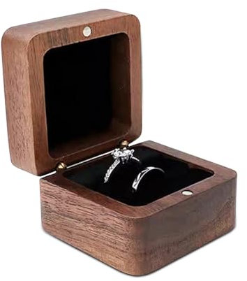 WisePoint Ringschachtel, Mini Jewelry Geschenkbox mit Doppeltem Schlitz, Quadratische Hochzeit Ringschachtel für Ring, Retro Ringe Aufbewahrung für Hochzeit, Zeremonie (schwarz)