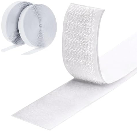 Redamancy Nastro Autoadesivo 8 Metri 20 mm, Strappo Adesivo, Ganci Nastro, Feltro, Hook Loop per Cucito Abbigliamento Artigianato Fai da Te, Bianco