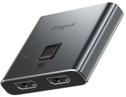 Fasgear Divisor HDMI 2.1, interruptor HDMI direccional 2 en 1, salida 8K @60Hz/4K @120Hz HDMI Switcher adaptador para TV X-Box PS5 consolas de juegos Roku Fire Stick proyectores, monitores portátiles