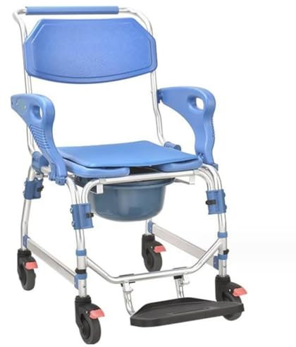 Toilettenstuhl für Senioren mit Rollen,Pflege Toilettenrollstuhl,Nachtstuhl für Erwachsene,Duschstuhl mit Rollen,Rollstuhl mit Toilette,Pflege Toilettenrollstuhl A