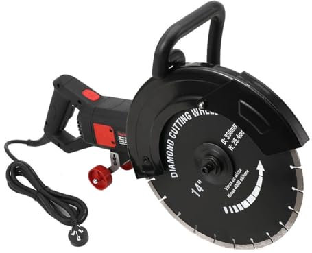 NICCOO Elektrischer Betonsäge 350mm, 220V Betonschneider Trennschleifer Pflasterschneider Kreissäge mit Wasserpumpe Wasserleitung, Nassbetonsäge Steinschneidemaschine Wandjäger Steinsäge Mauernutfräse