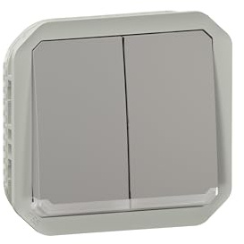 LEGRAND, Plexo 069526L - Interruptor de doble conmutación para ambientes húmedos, interruptor de doble cambio, botón y contacto intercambiable, iluminado, producto convertible 3 en 1, 10 A, 250 V,