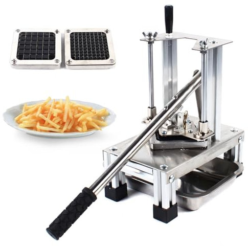 Coupe Frite Professionnel Coupe Frites en Acier Inoxydable Avec 3 lames et bol Machine Coupe-Frites Coupeur de Frites Manuel,Convient pour les Restaurants et les Familles
