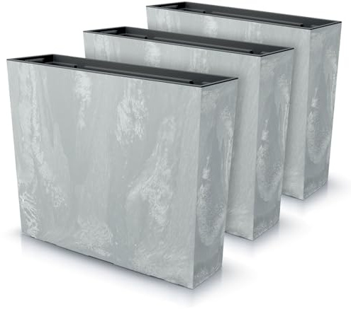 IMJ-Global - Macetas Decorativas Interior Exterior Efecto Concreto (58x18x 49,8 cm - 44 litros) Maceteros Jardineras Exterior Maceta Plastico, Macetero con un Diseño Moderno para Plantas