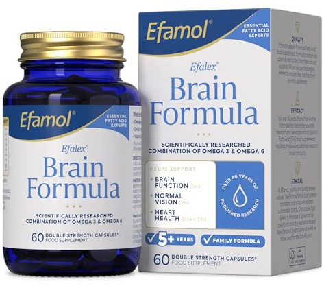 Efamol Efalex Brain Formula | 60 Omega 3 Fish Oil Capsules with Evening Primrose Oil | Fish Oil Omega 3 Brain Supplement | Help Support Brain Function, Normal Vision & Heart Health | 30 Day Supply