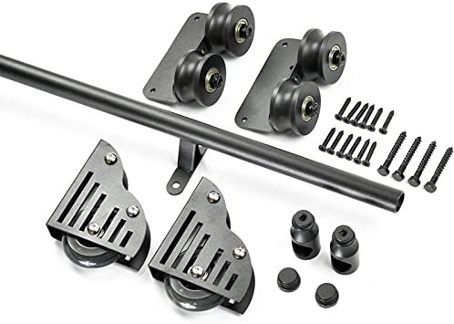 CuNtoHHH Schwarzes, rustikales Schiebeleiter-Hardware-Kit für Bibliotheken, 3,3 bis 20 Fuß, Kit, Schiebeleiter-Hardware für Bibliotheken aus rundem Edelstahlrohr, komplettes Rollschienen-Kit (ohne Le