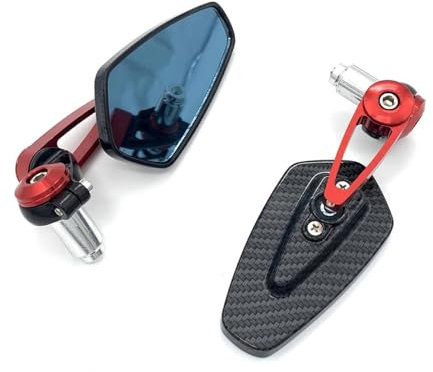 Lenkerendenspiegel Für Alle Motorräder Straßenmotorräder Sportmotorräder Chopper Cruiser Motorrad Seitenspiegel Rückspiegel Rückspiegel Seitenansicht am Lenker(Rot)
