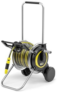 Kärcher Carrello avvolgitubo HT 5.20 m, mobile con base extra larga, robusto avvolgitubo in metallo, manico regolabile in altezza, tubo da 20 m e accessori inclusi