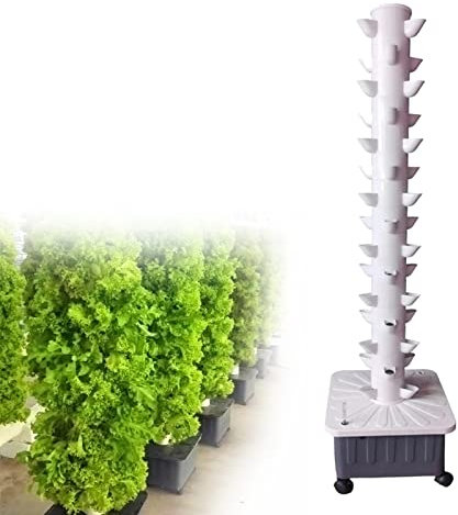 Tour hydroponique, système de Culture hydroponique pour Herbes, Fruits et légumes d'intérieur - Tour aéroponique avec Pompe d'hydratation, minuterie, Adaptateur, pour Her