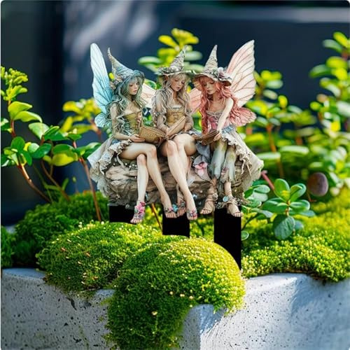 Generisch Garten Deko Gartenfiguren für Draußen Wetterfest, Wetterfeste Elfen-Gartendeko, Schildkröte und Gartenzwerg Statue, 2D Harz Gartendeko Figuren, 2D Teich Deko Geschenk (Stil-I)
