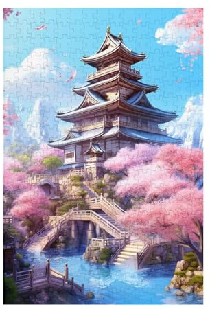 Japan Puzzle Kirschblüten Puzzle Große 2000 Teile Erwachsene, Clevere Rätsel, Geschicklichkeitsspiel für die Ganze Familie, Holz Farbenfrohes Jigsaws mit Geschenkbox, Deko Wohnzimmer 99x70cm D-1193
