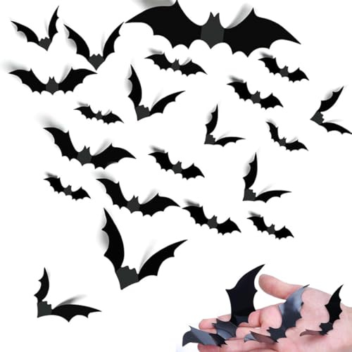 120 Pezzi Decorazione per Halloween Pipistrello, Adesivi 3D Pipistrello, Decorazioni Pipistrelli Halloween, Accessori per Feste di Halloween, Pipipistrelli Decorativi per Finestre