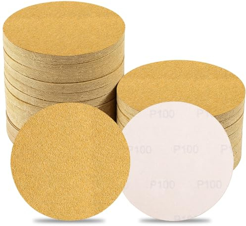 Sruhrak 100 Pezzi Dischi Abrasivi 125mm Grana 100 | Carta Vetrata Gialla per Levigatrice Orbitale, Per Livellamento Stucco Auto e Superfici in Legno