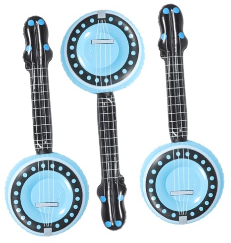 FUNNETOYU Aufblasbares Musikinstrument Kinder 3 Stück PVC Party Spielzeug Trompete Banjo Horn für Musikfeier und Geburtstag