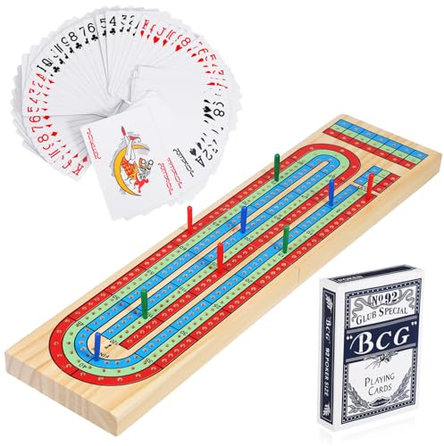 Hemobllo Jeu de Plateau Cribbage Bois Massif Grand Format Portable Jeu de Société Traditionnel pour Réunions et Fêtes Léger