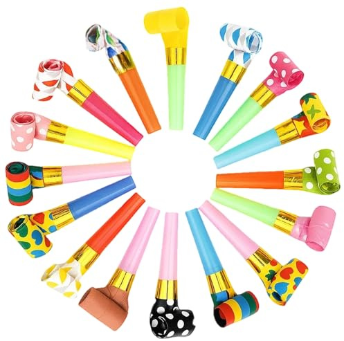50 PCS Party Blowers, Colorful Whistles for Kids, Fun Birthday Party Supplies, Party Whistles, Blowers for Birthday Anniversary Masquerade Wedding Graduation Christmas Supplies