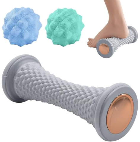 3 Stück Fußmassagerolle Set - Faszienrolle Fuß, Fußmassage Hart Lgelball Massageball für Plantarfasziitis, Tragbare Druckpunkt Massage Roller für Linderung von Plantarfasziitis Linderung Muskelkater