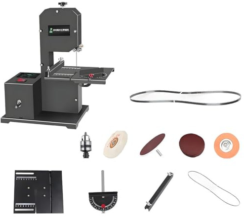 HuanEssentric 800W Scie à Ruban sur Table | Capacité Coupe 70mm | Table Métal Inclinable (0-45°) | Moteur Cuivre 1750 TR/Min pour Bois,Acrylique,Mousse