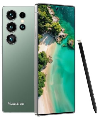 Smartphone B25Ultra da 7,3 pollici, 8 GB di RAM + 256 GB di ROM, supporta schede MicroSD fino a 128 GB, doppia SIM, 5G, Android 14, doppia fotocamera, sblocco tramite impronta digitale, colore verde
