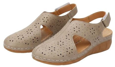 Generiska sandaler damer sommar läder, sandaler främre stängd damer kilklack trekkingsandaler halkfria ortopediska sandaler andas platåsandaler slitstarka utomhussandaler