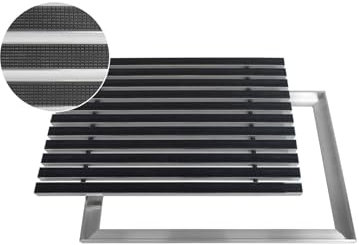 ACO Eingangsmatte 75x50 Gummi schwarz mit ALU Winkelrahmen Fußmatte Türmatte Abstreifer