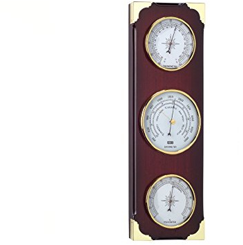 RELOJESDECO Stazione meteo, termometro, barometro, igrometro, legno nobile, 38 cm