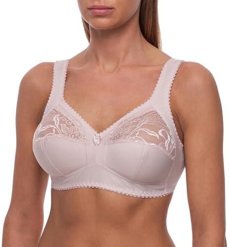 frugue Reggiseno Senza Ferretto Taglie Forti Pizzo Contenitivo Donna Beige IT 5C (EU 90C)