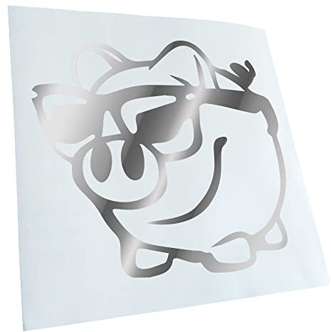 Kiwistar - Autoaufkleber - Sparschwein Spardose - Chrom - 12x10cm - Heckscheibe Auto Aufkleber wetterfest für Kfz LKW Mofa Truck - Sticker außen selbstklebend Tuning Zubehör für Fenster Fahrzeug