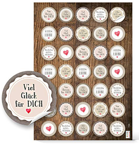 35 Herzaufkleber rot – Hochzeitsgeschenk | Herzsticker Muttertag Basteln